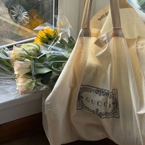 GUCCI Cotton Canvas Tote New Shopping Bag Extra Large 21”x16” 100% authentic!GWP